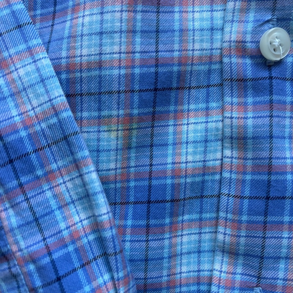Peter Millar Blue Plaid Button Down Shirt | Men’s Large | Classic Fit - Picture 3 of 5